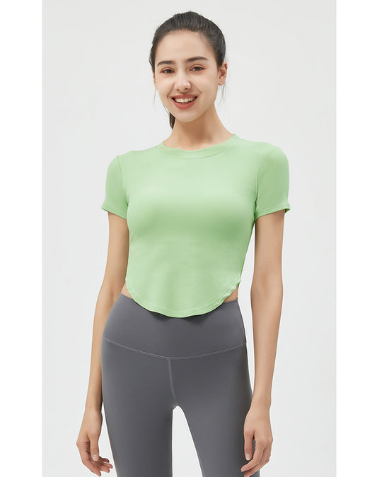 Round Hem Short Sleeve Yoga Top