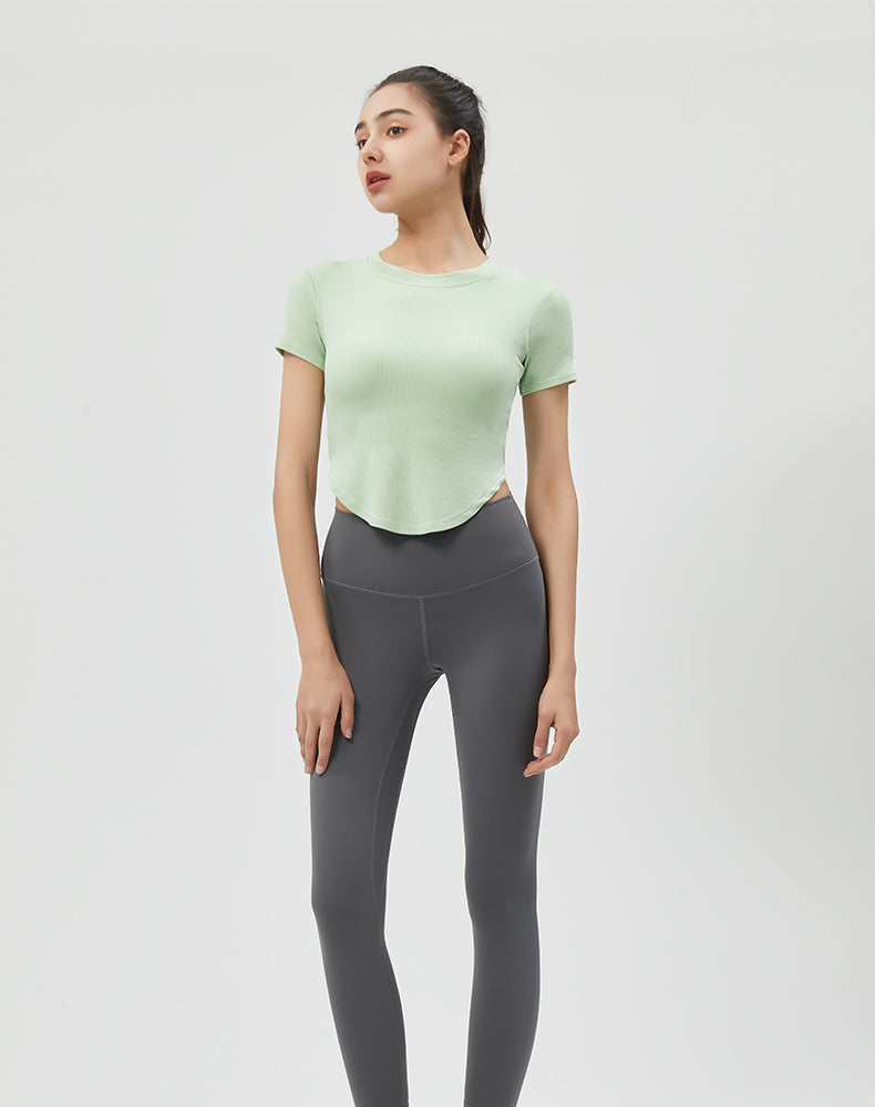 Round Hem Short Sleeve Yoga Top