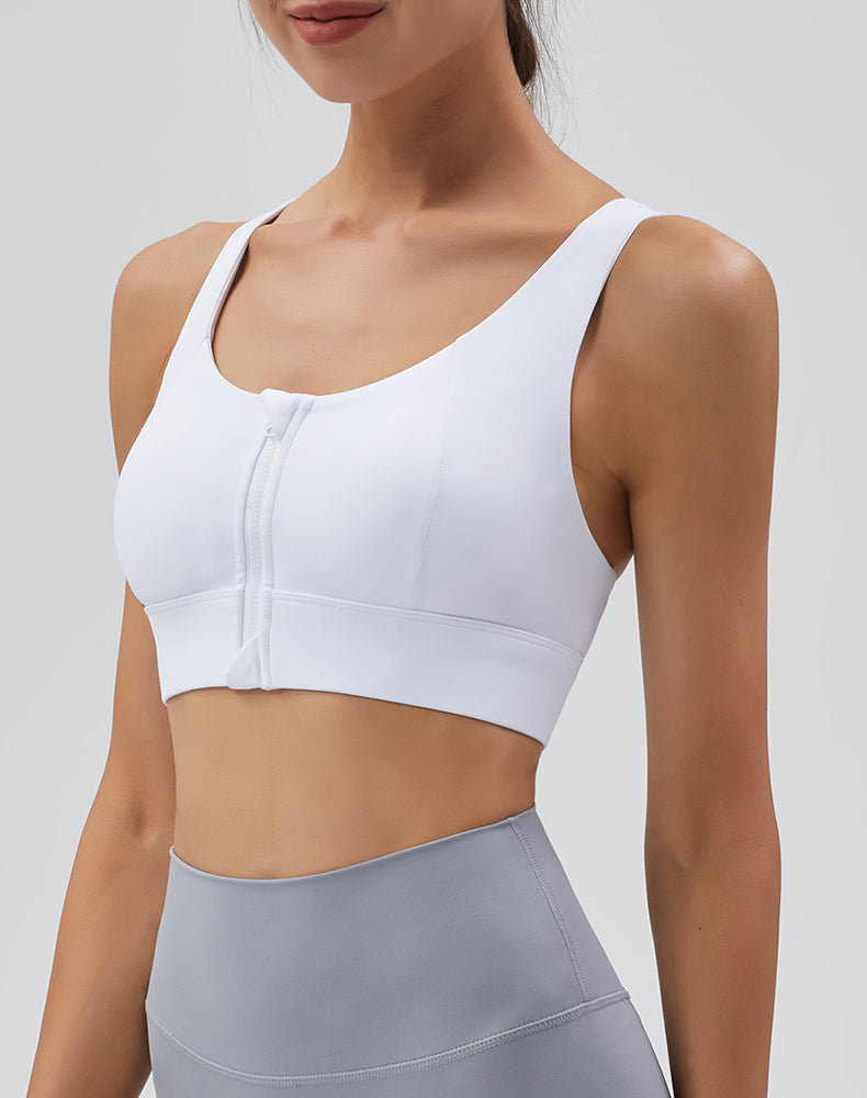 Front Zipper Back Mesh Yoga Bra