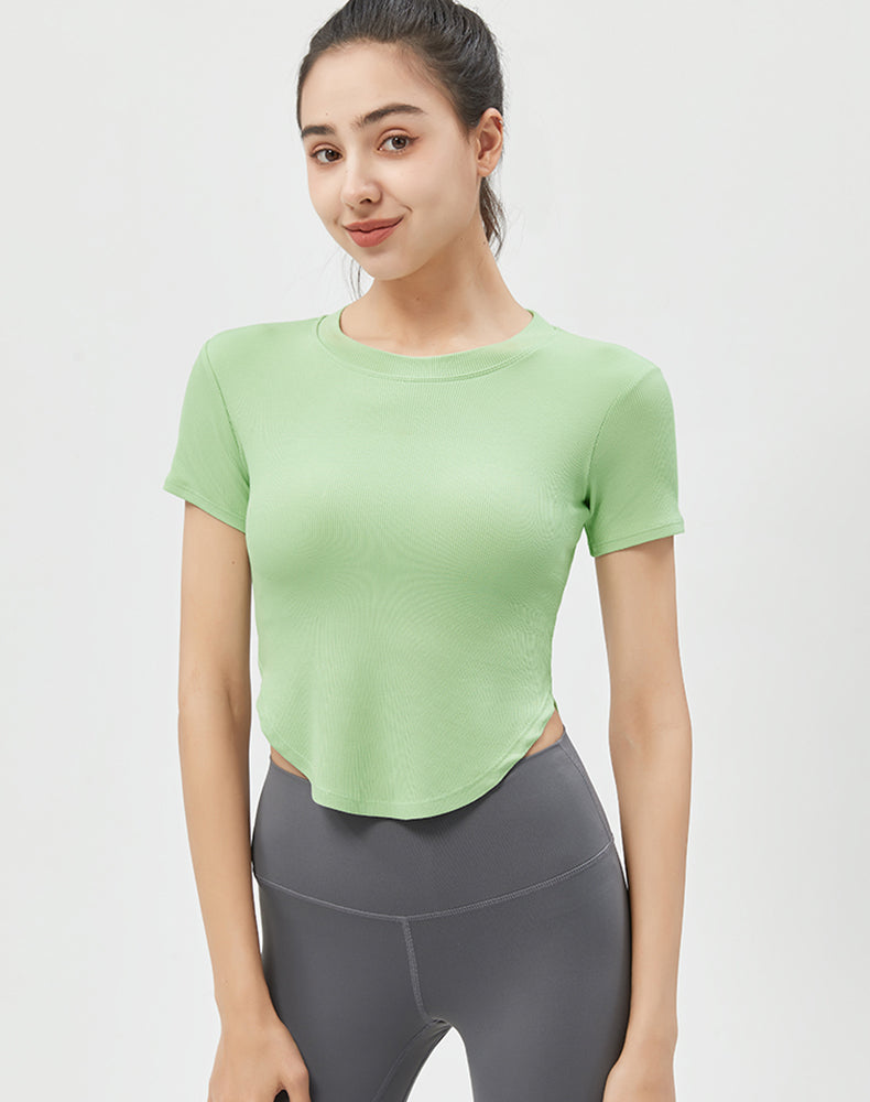 Round Hem Short Sleeve Yoga Top