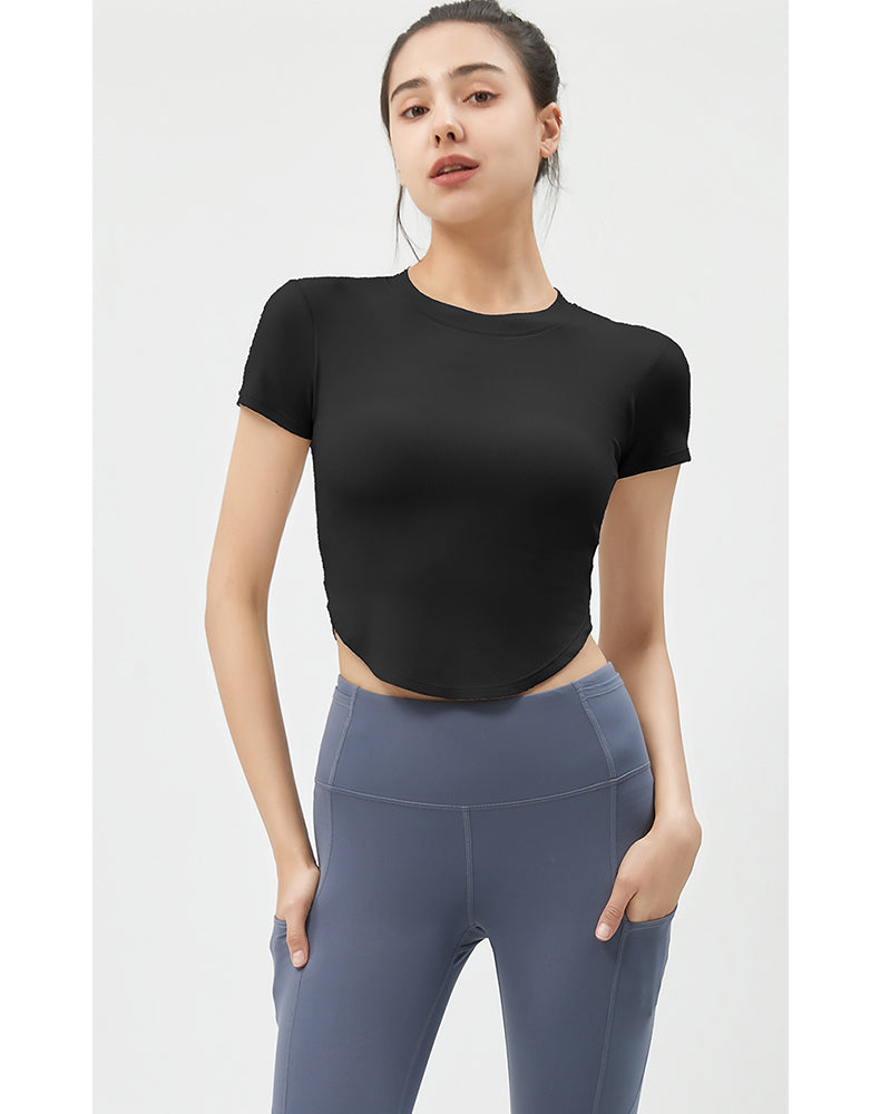 Round Hem Short Sleeve Yoga Top