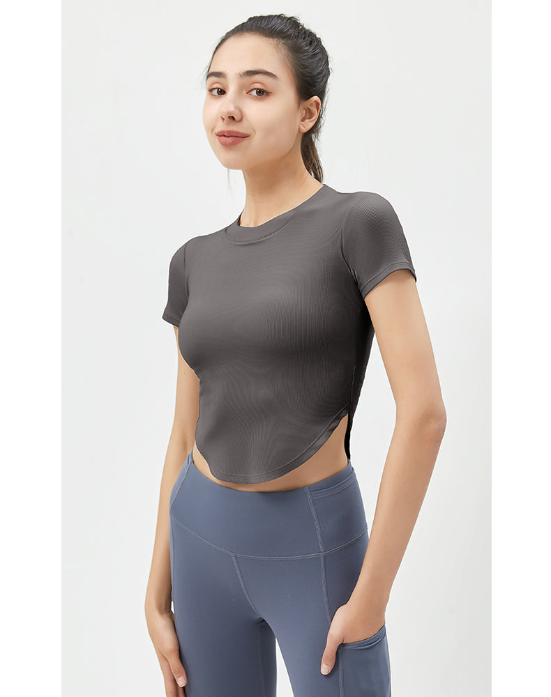 Round Hem Short Sleeve Yoga Top