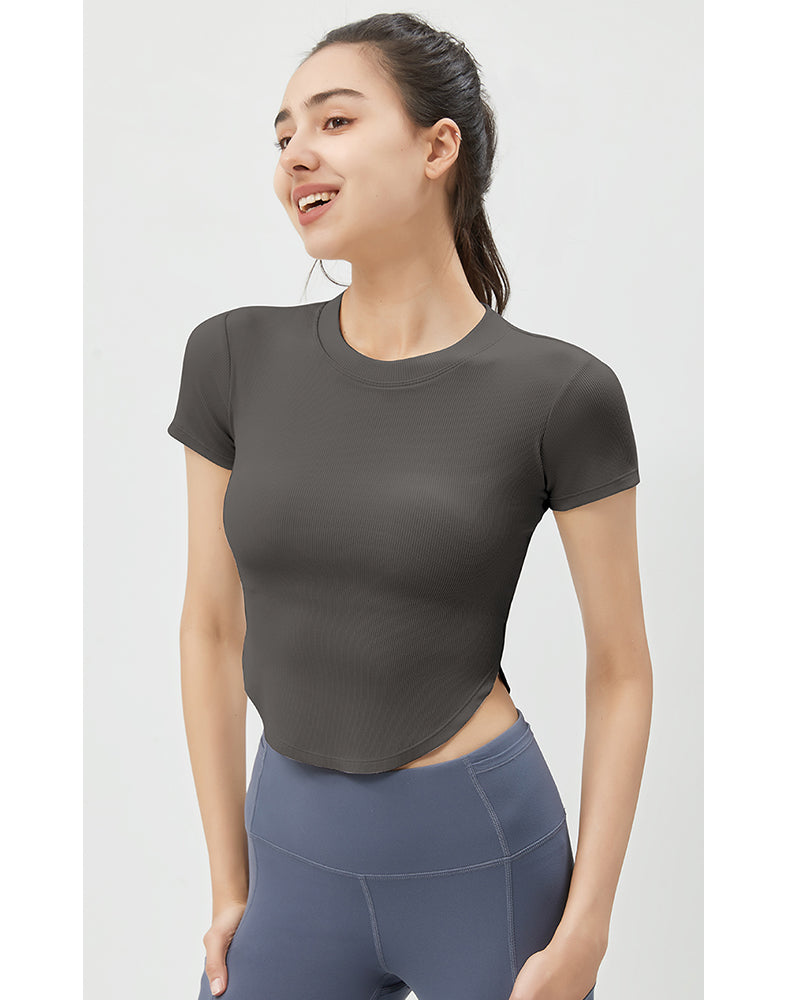 Round Hem Short Sleeve Yoga Top