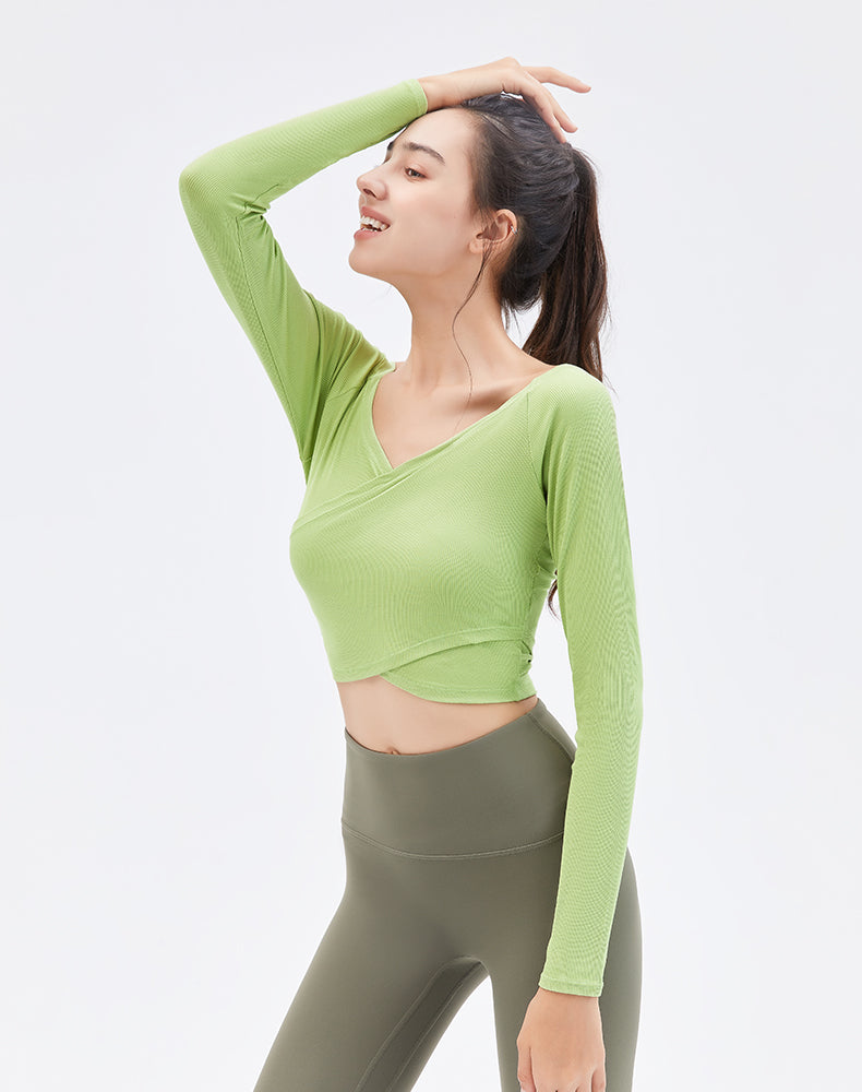 Front and Back Cross Long Sleeve Yoga Top