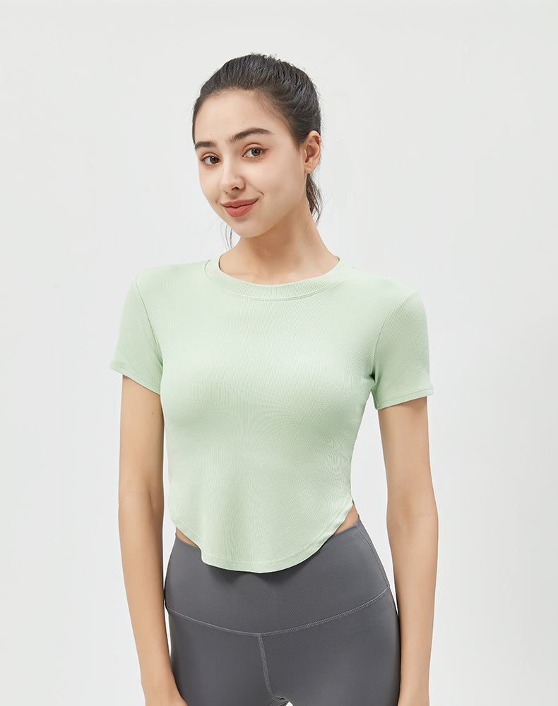 Round Hem Short Sleeve Yoga Top