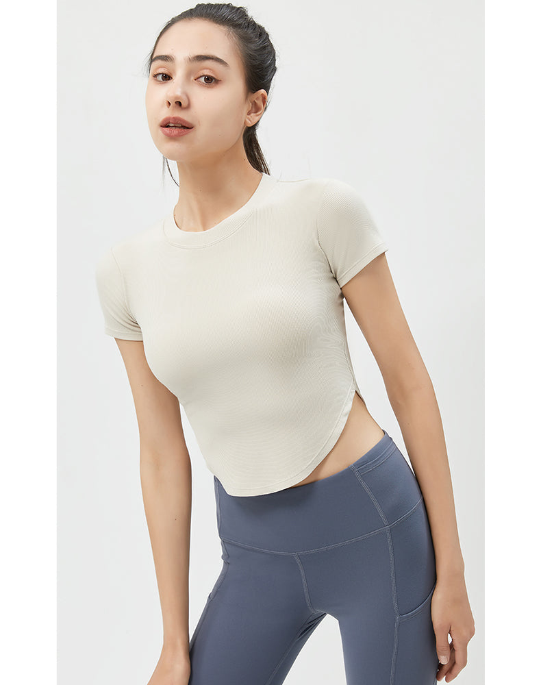 Round Hem Short Sleeve Yoga Top