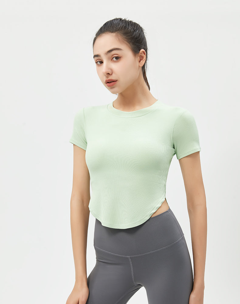 Round Hem Short Sleeve Yoga Top