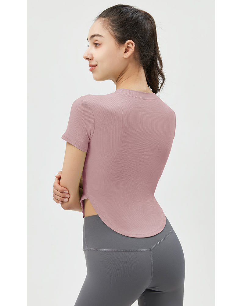 Round Hem Short Sleeve Yoga Top