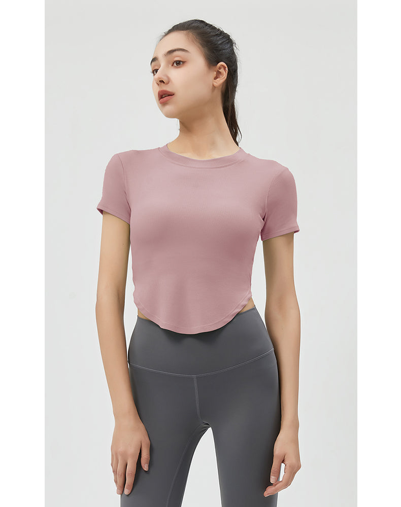 Round Hem Short Sleeve Yoga Top