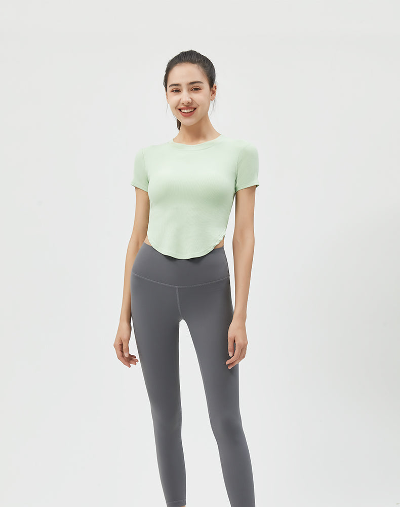 Round Hem Short Sleeve Yoga Top