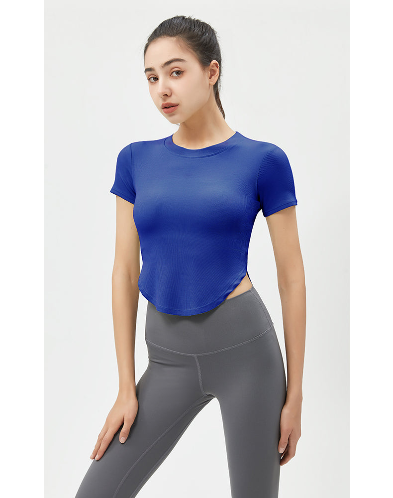 Round Hem Short Sleeve Yoga Top