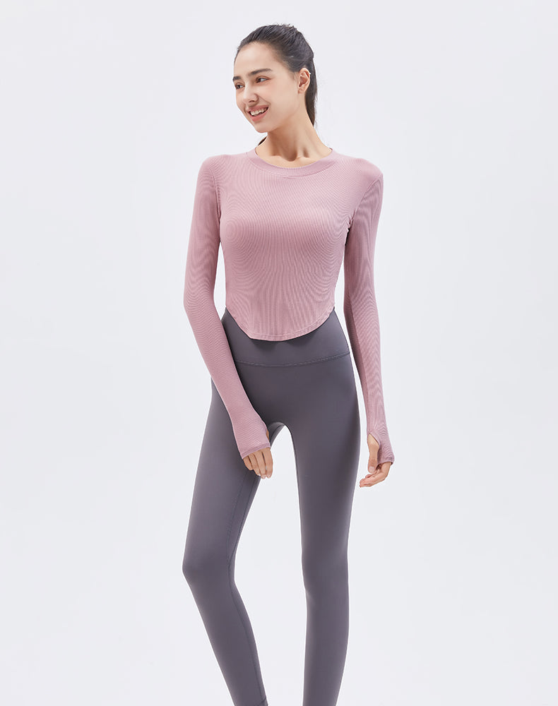 Round Hem Long Sleeve Yoga Top