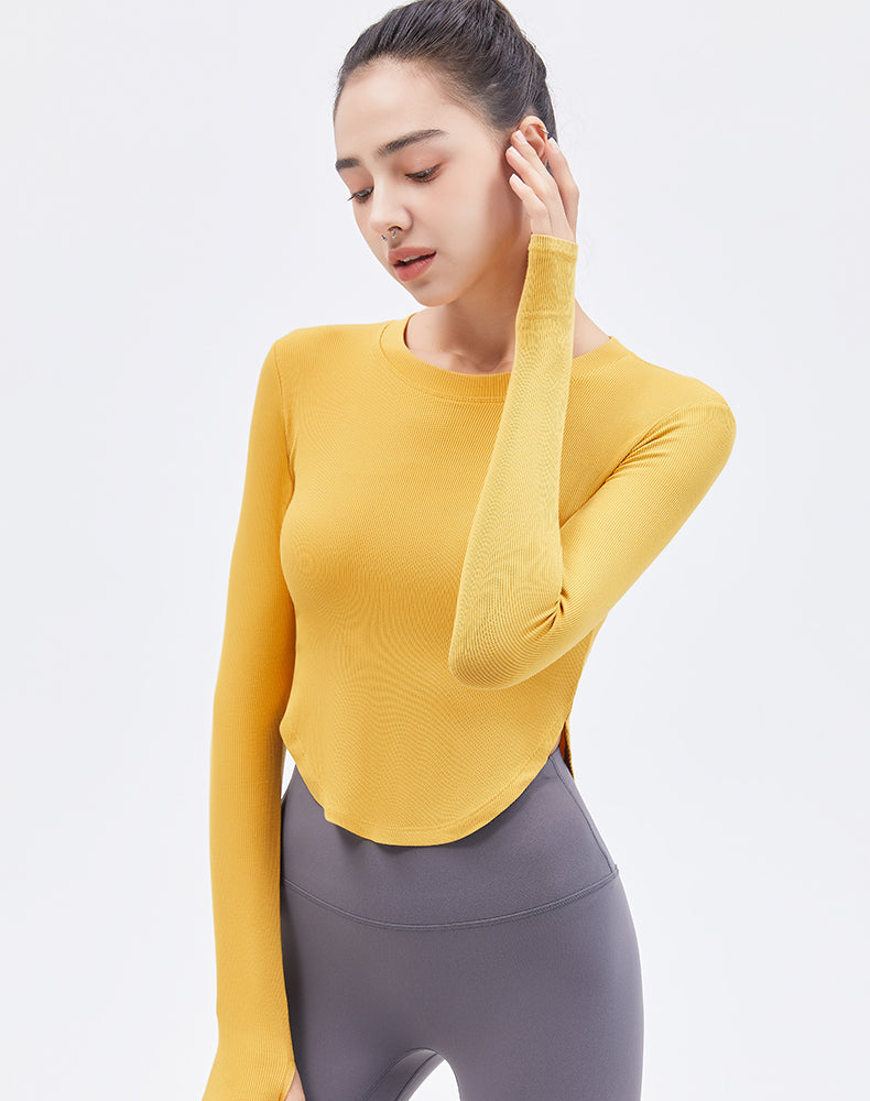 Round Hem Long Sleeve Yoga Top