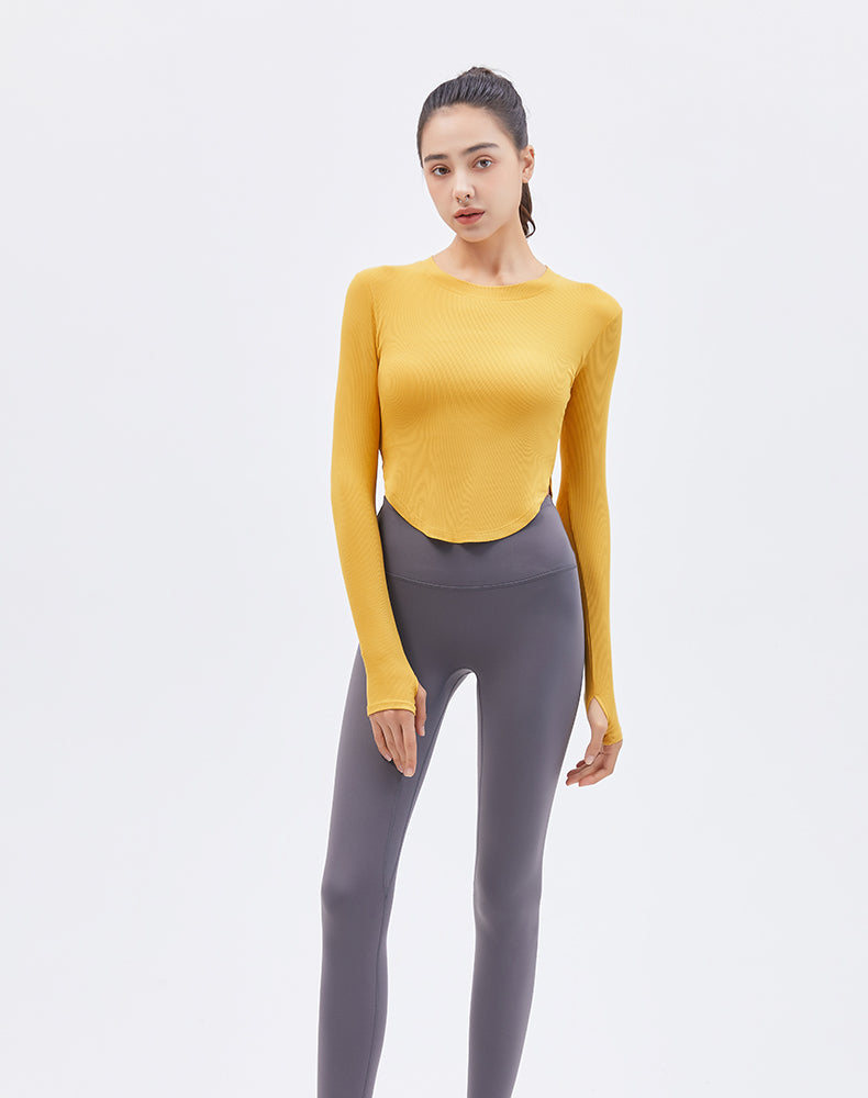 Round Hem Long Sleeve Yoga Top