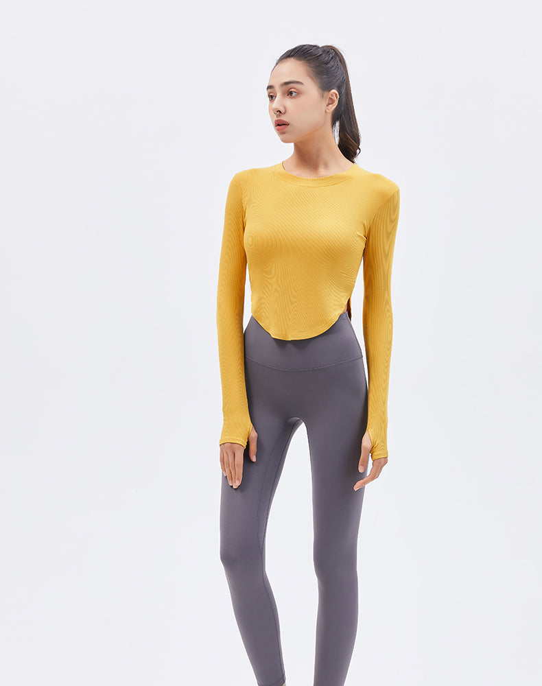 Round Hem Long Sleeve Yoga Top