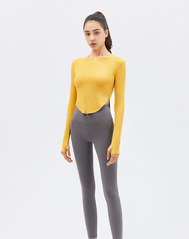 Round Hem Long Sleeve Yoga Top