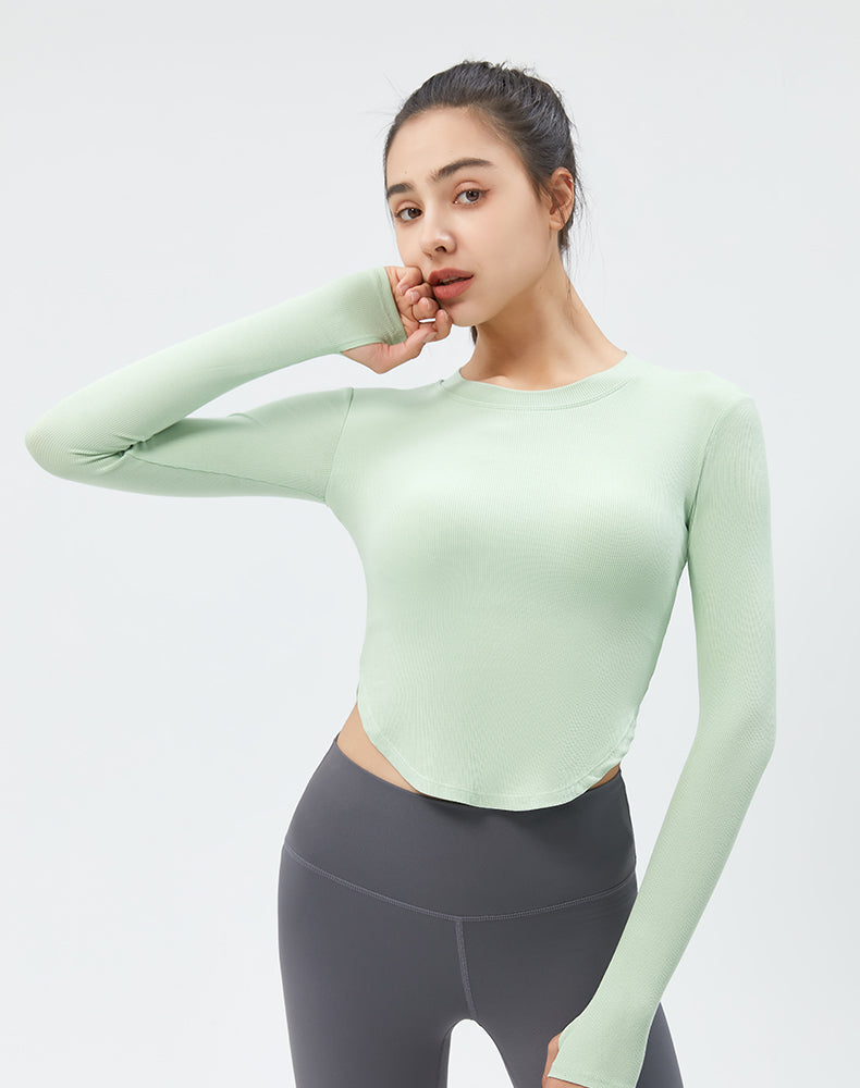 Round Hem Long Sleeve Yoga Top