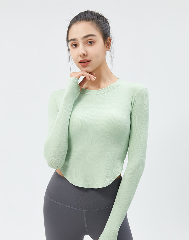 Round Hem Long Sleeve Yoga Top