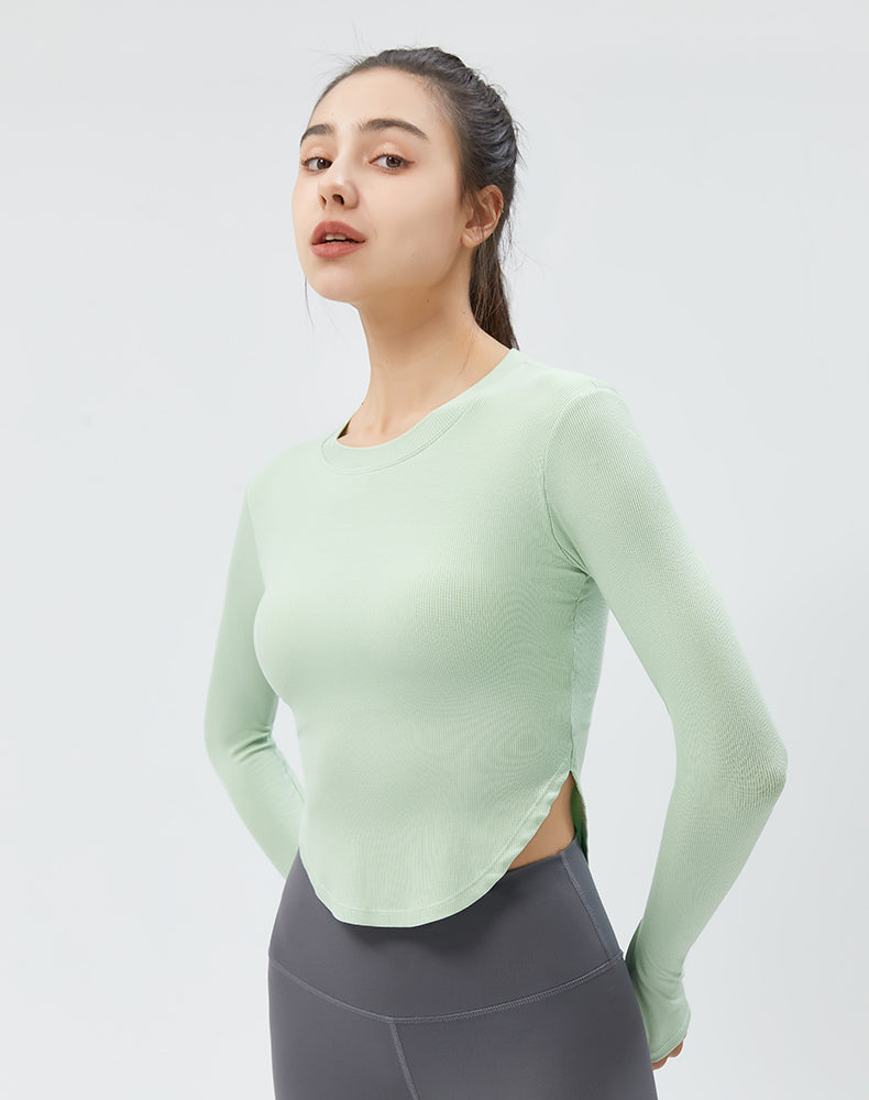 Round Hem Long Sleeve Yoga Top