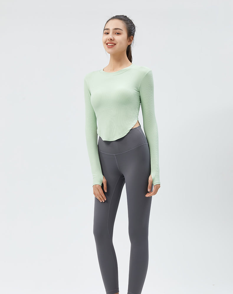 Round Hem Long Sleeve Yoga Top