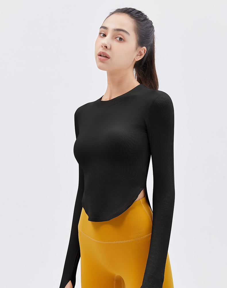 Round Hem Long Sleeve Yoga Top