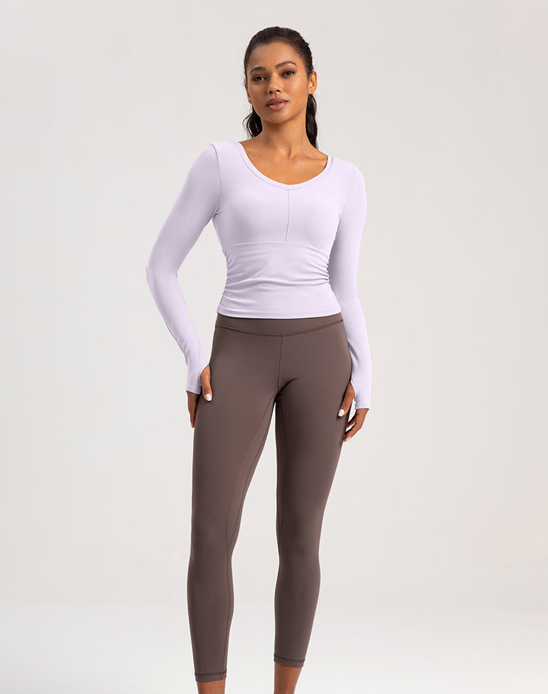 V-Neck Sides Long Sleeve Yoga Top