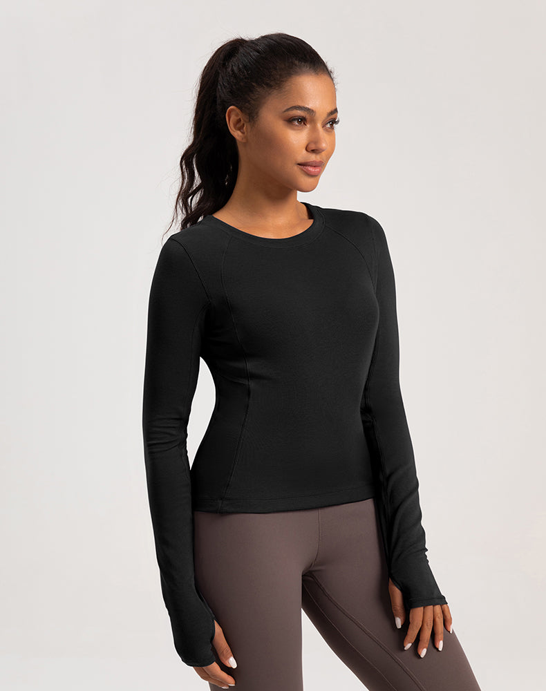 Button Wool Long Sleeve Yoga Top