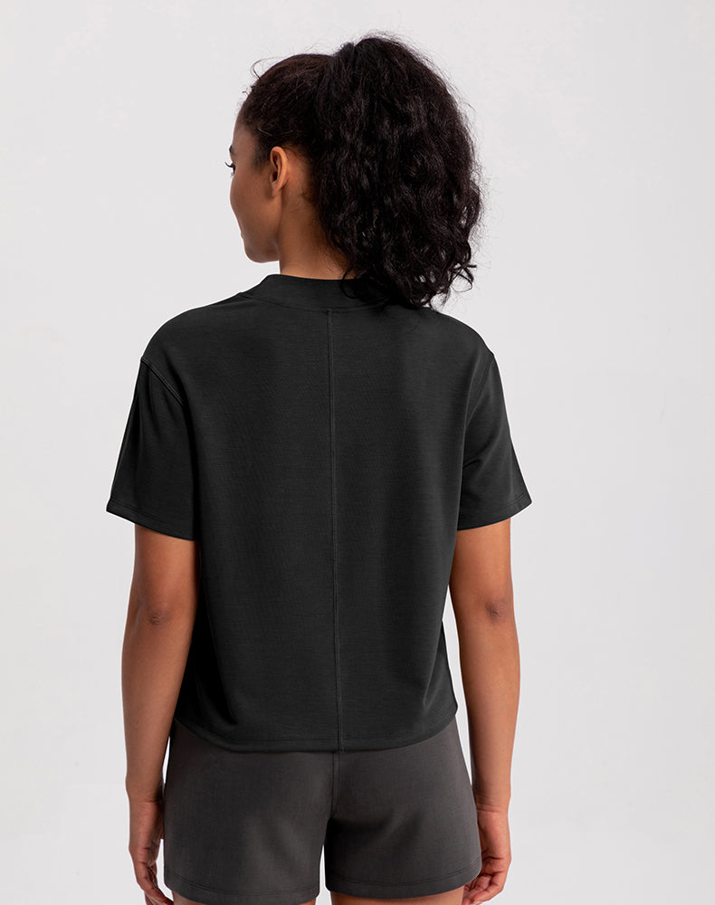 Modal Wide Crew Neck Loose Fit Yoga Top