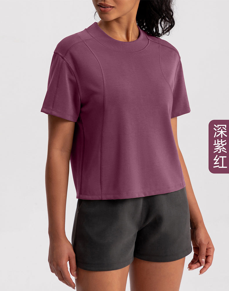 Modal Wide Crew Neck Loose Fit Yoga Top