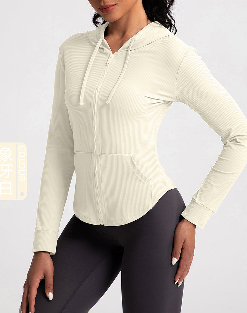 Rounded Hem Hooded Yoga Jacket