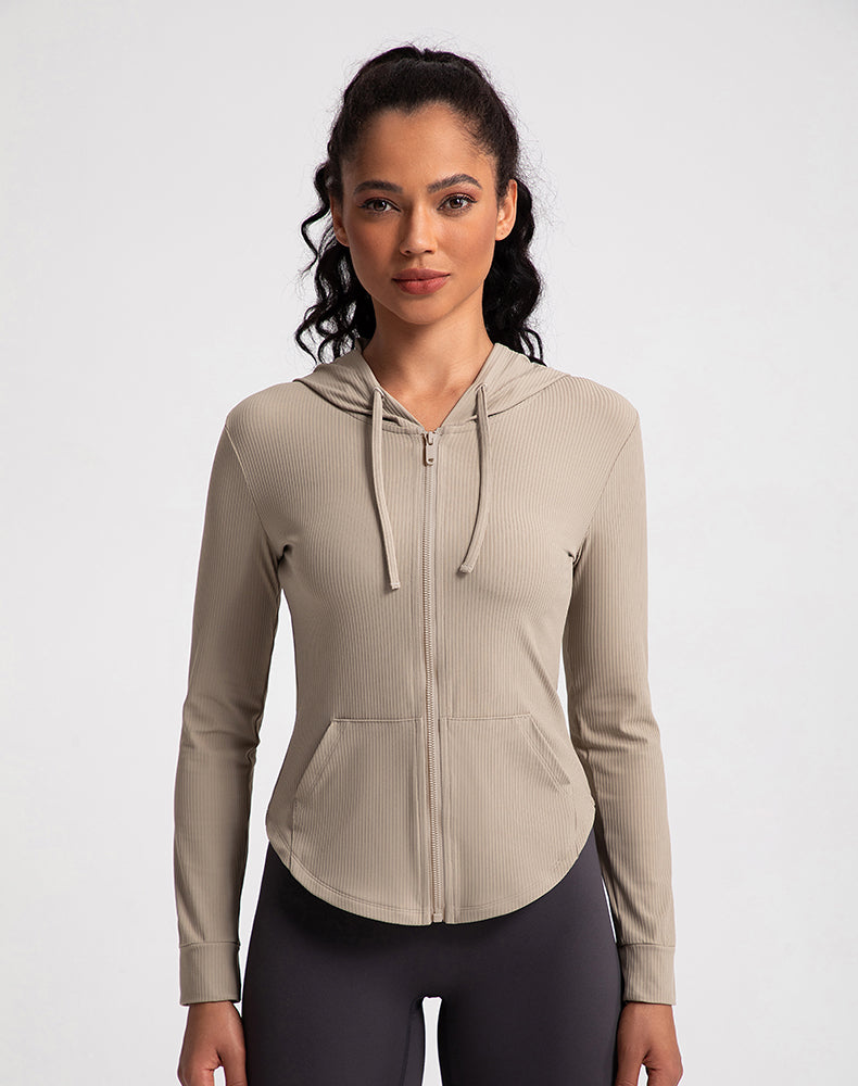 Rounded Hem Hooded Yoga Jacket