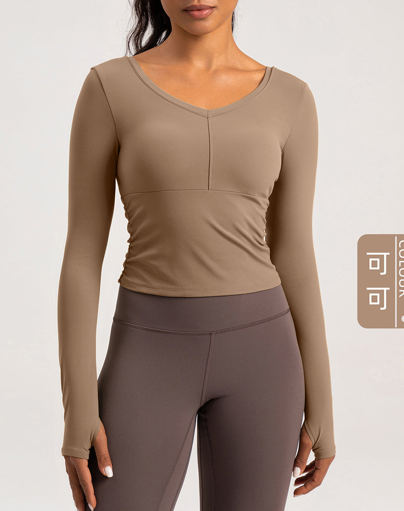 V-Neck Sides Long Sleeve Yoga Top