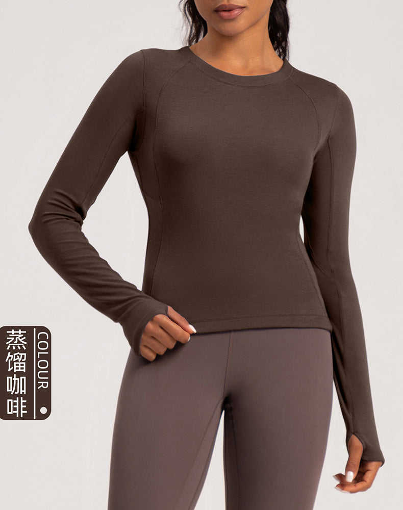 Button Wool Long Sleeve Yoga Top