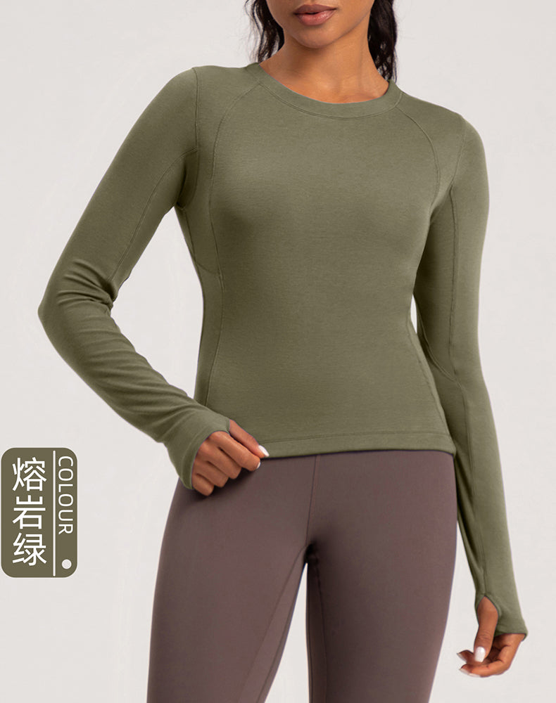 Button Wool Long Sleeve Yoga Top