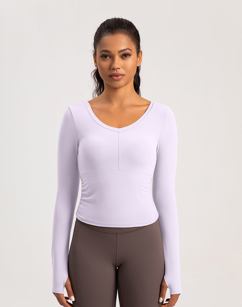 V-Neck Sides Long Sleeve Yoga Top