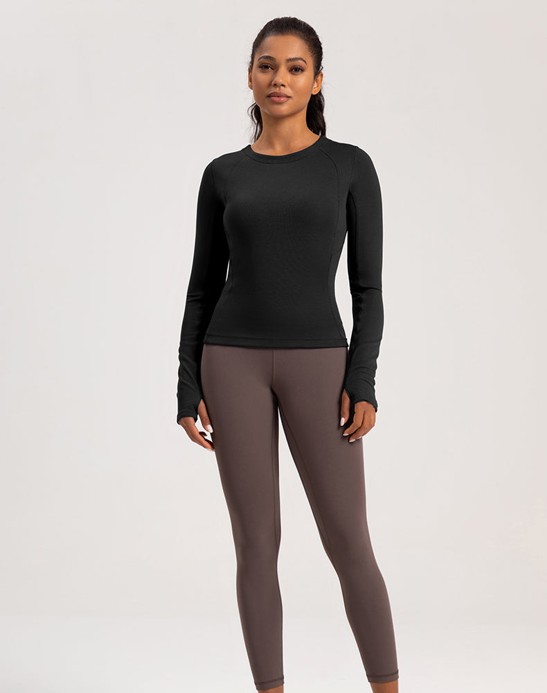 Button Wool Long Sleeve Yoga Top