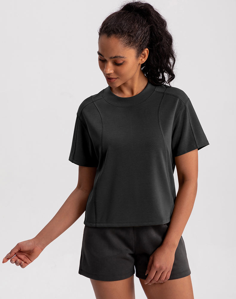 Modal Wide Crew Neck Loose Fit Yoga Top