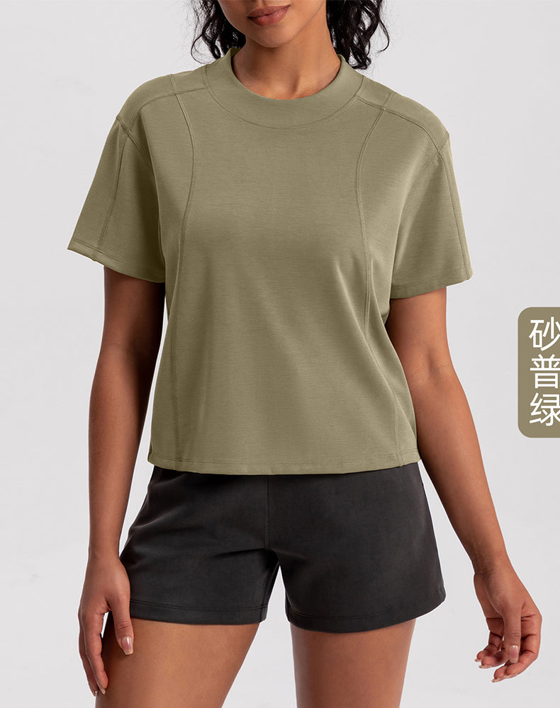 Modal Wide Crew Neck Loose Fit Yoga Top