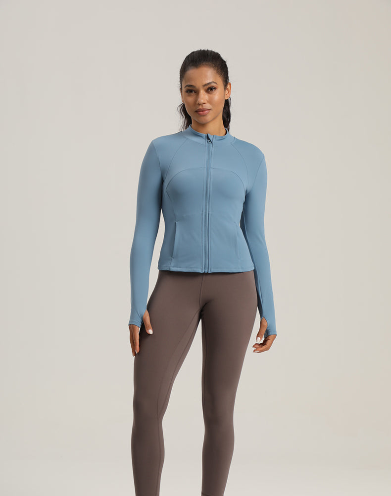 Fleece-lined Short-Length Finger Hole Yoga Jacket