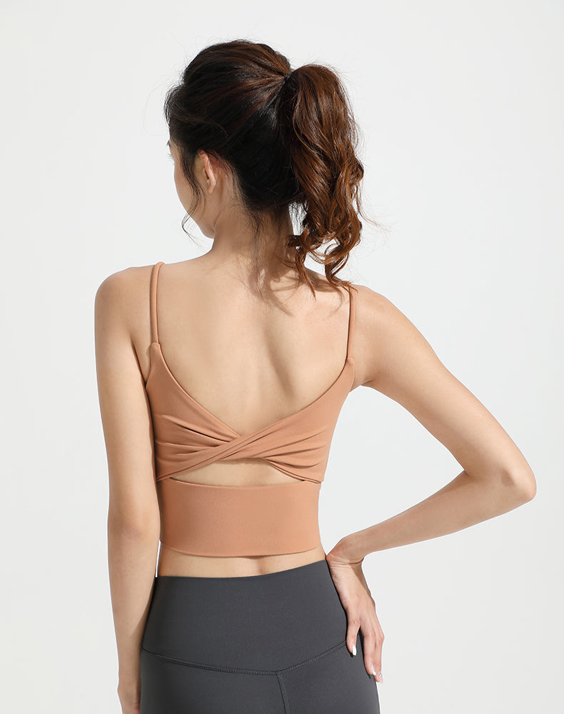 Twisted Back Hollow Design Yoga Bra