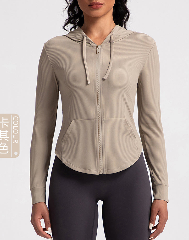 Rounded Hem Hooded Yoga Jacket