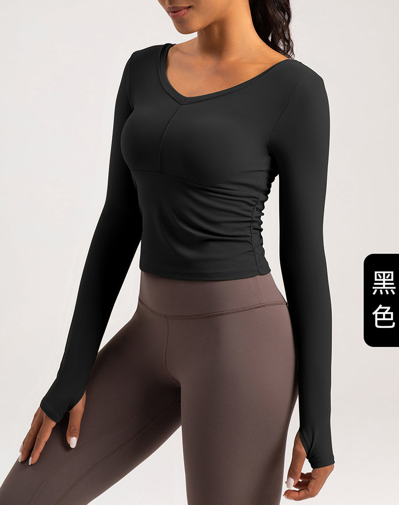 V-Neck Sides Long Sleeve Yoga Top