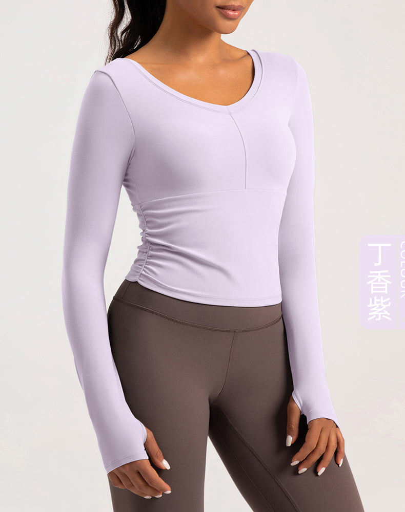 V-Neck Sides Long Sleeve Yoga Top