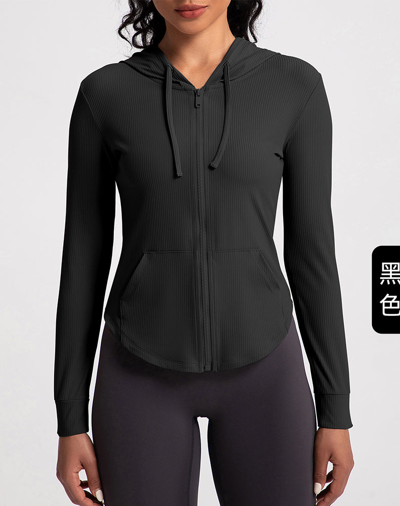 Rounded Hem Hooded Yoga Jacket