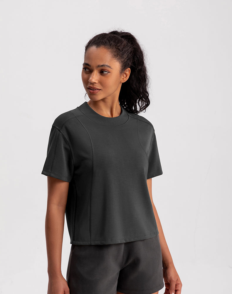 Modal Wide Crew Neck Loose Fit Yoga Top