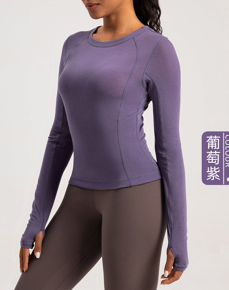 Button Wool Long Sleeve Yoga Top