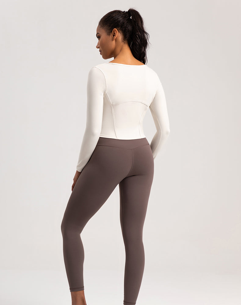 Wide Neck Long Sleeve Yoga Top