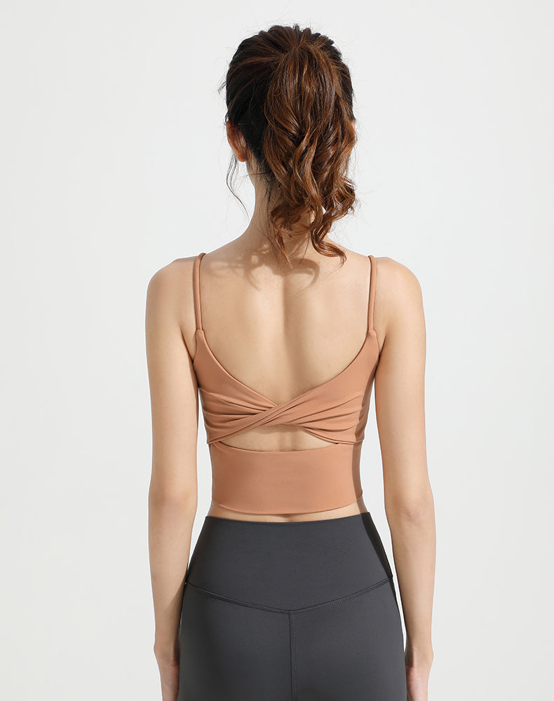 Twisted Back Hollow Design Yoga Bra