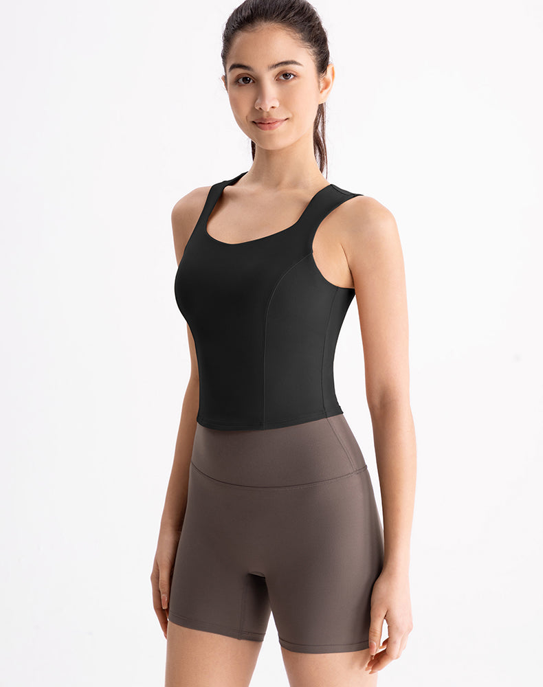 Wide Strap U-neck Yoga Tank