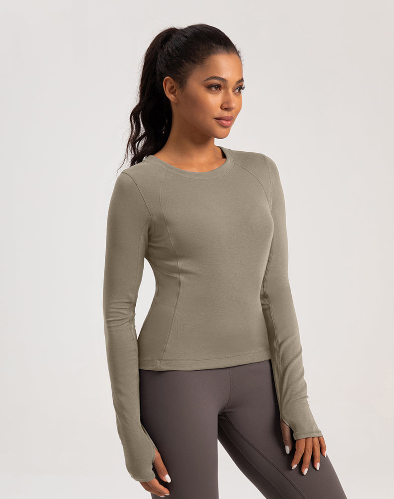 Button Wool Long Sleeve Yoga Top